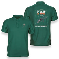 Thumbnail for Erickson S-64F Air Crane design on green double-side polo t-shirt, double-side print
