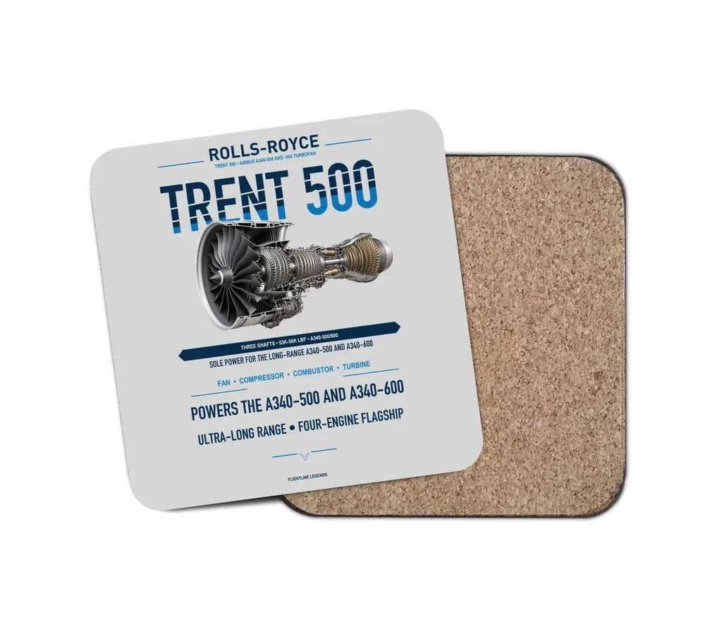 TRENT 500 design on light gray 1 piece coaster