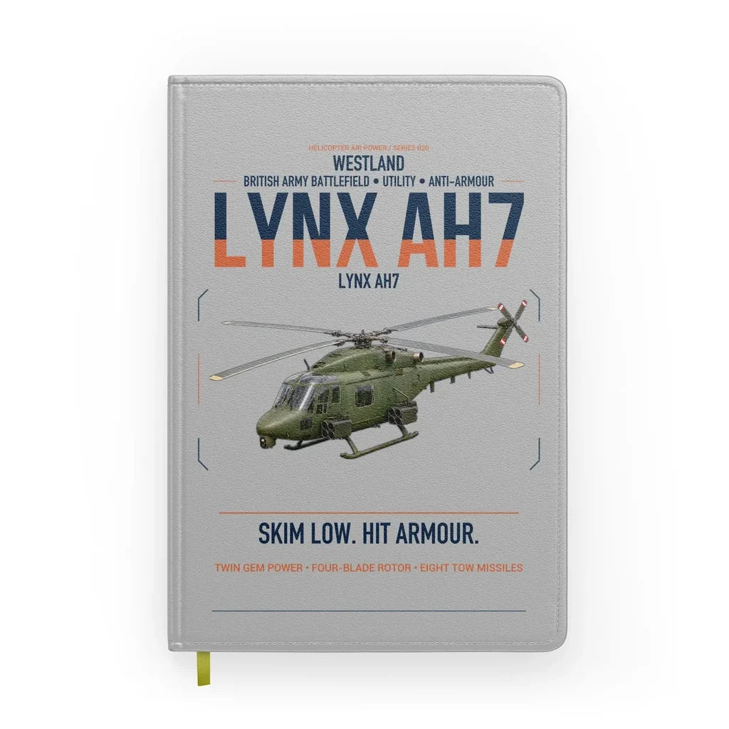 Westland Lynx AH7 design on light gray notebook