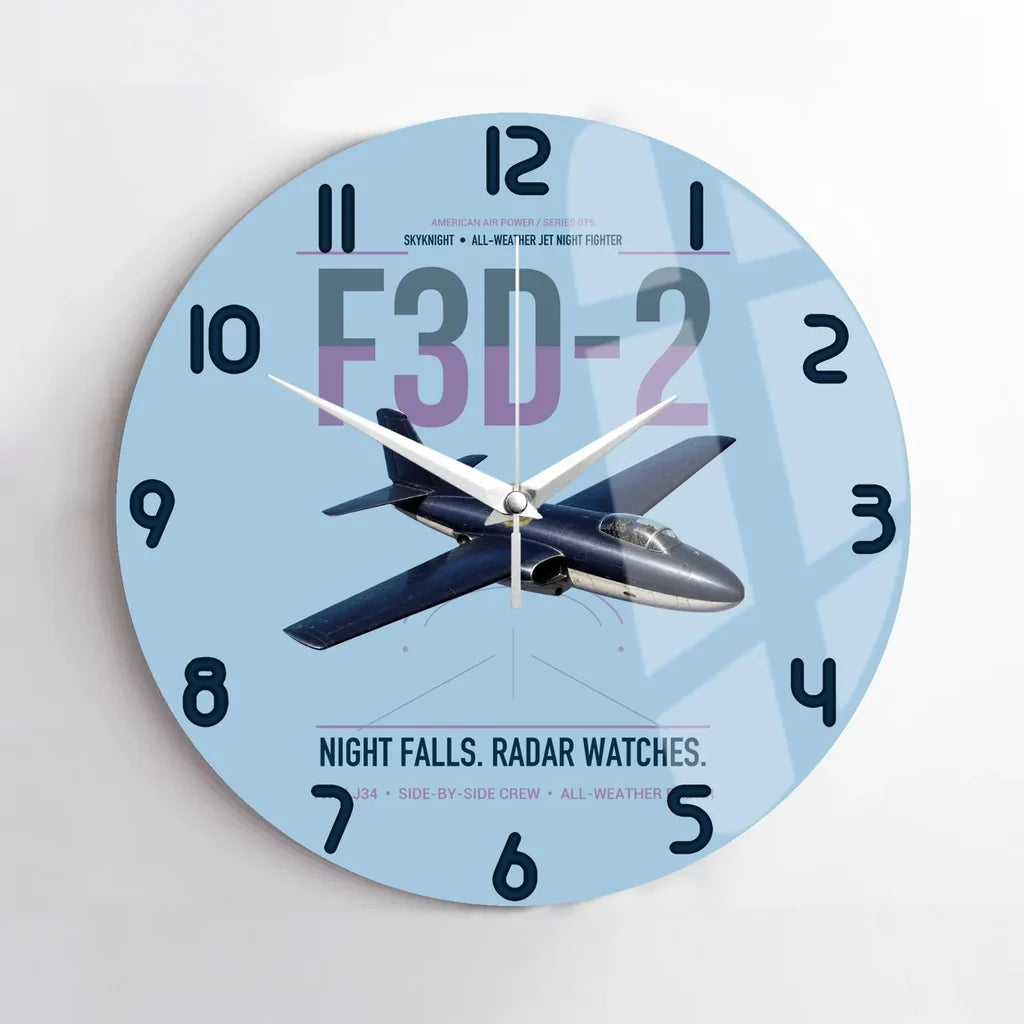 F3D-2 Skyknight design on light blue no frame wall clock