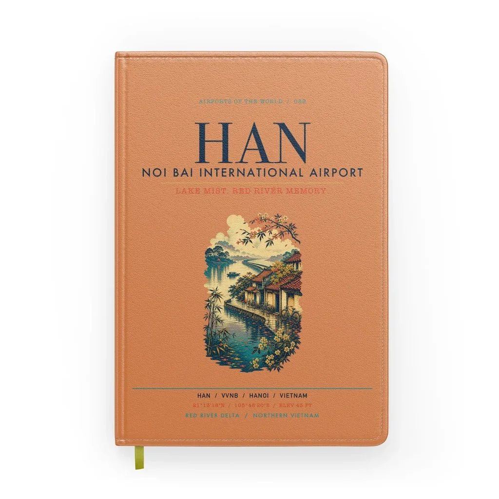 Noi Bai International Airport Hanoi (HAN) design on orange notebook