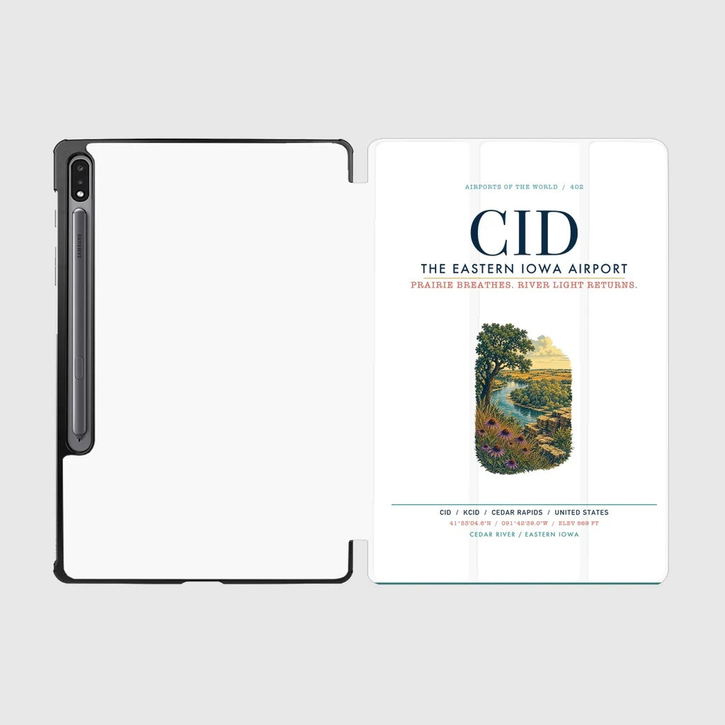 The Eastern Iowa Airport Cedar Rapids (CID) design on white samsung tablet tablet case
