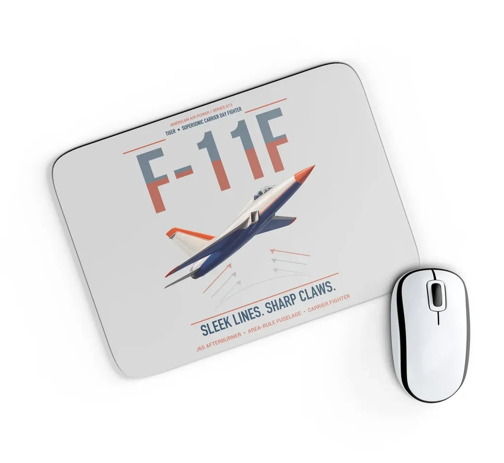 F-11F Tiger design on light gray rectangle mouse pad