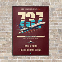 Thumbnail for Boeing 737-900ER vertical canvas print - framed - dark red background