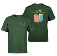 Thumbnail for Deer Lake Regional Airport (YDF) design printed on dark green double-side t-shirt