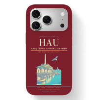 Thumbnail for Haugesund Airport (HAU) design on dark red iPhone 17 Pro MagSafe case