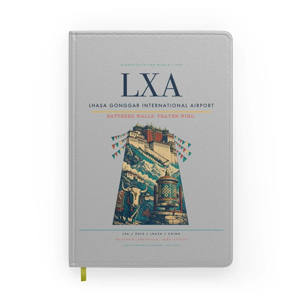 Lhasa Gonggar International Airport (LXA) design on light gray notebook