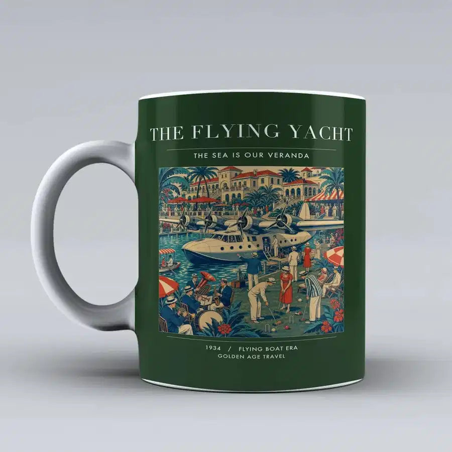 VINTAGE G4075 - The Flying Yacht - Ceramic Mug design on darkgreen