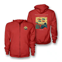 Thumbnail for VINTAGE G4444 - The Four Fours Flight - Premium Zipped Hoodie design on red