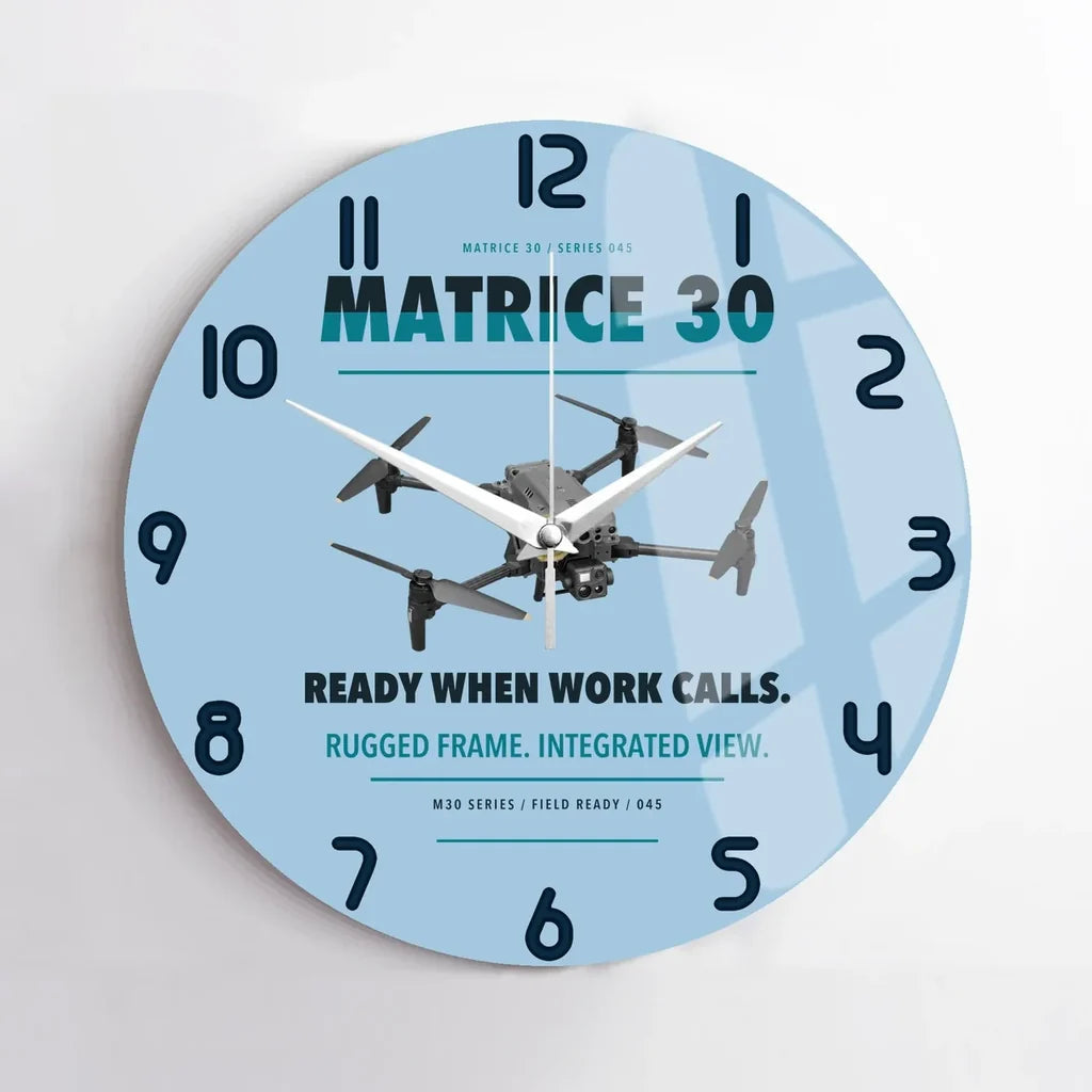 DJI Matrice 30 design on light blue no frame wall clock