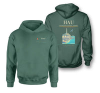 Thumbnail for Haugesund Airport, Karmøy (HAU) design on green double-side hoodie
