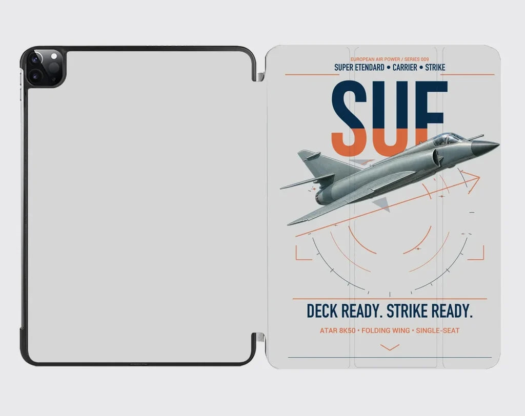 Dassault Super Étendard design on light gray ipad tablet case