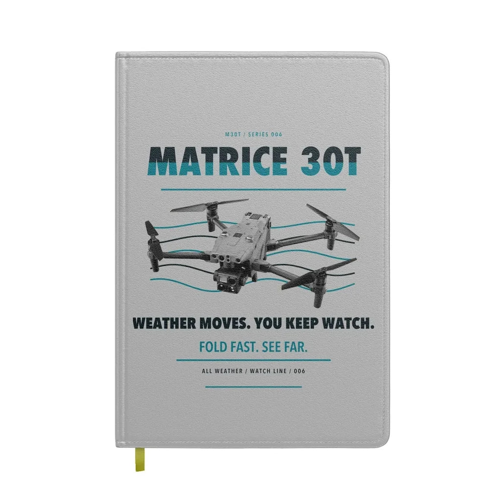 DJI Matrice 30T design on light gray notebook