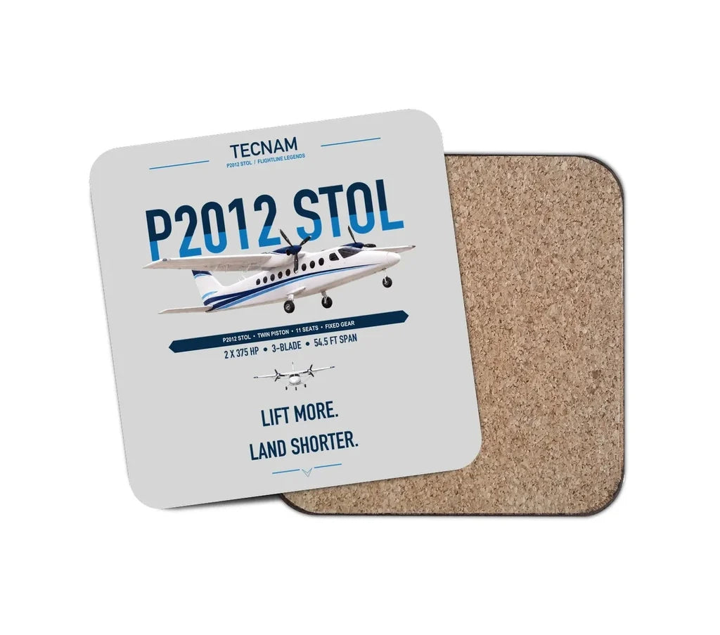 Tecnam P2012 STOL design on light gray 1 piece coaster