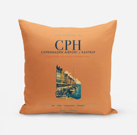 Thumbnail for Copenhagen Airport Kastrup (CPH) design on orange pillow