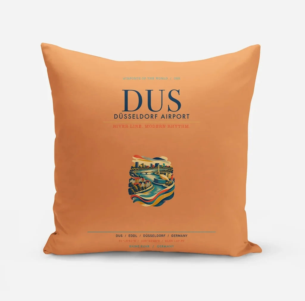 Düsseldorf Airport (DUS) design on orange pillow