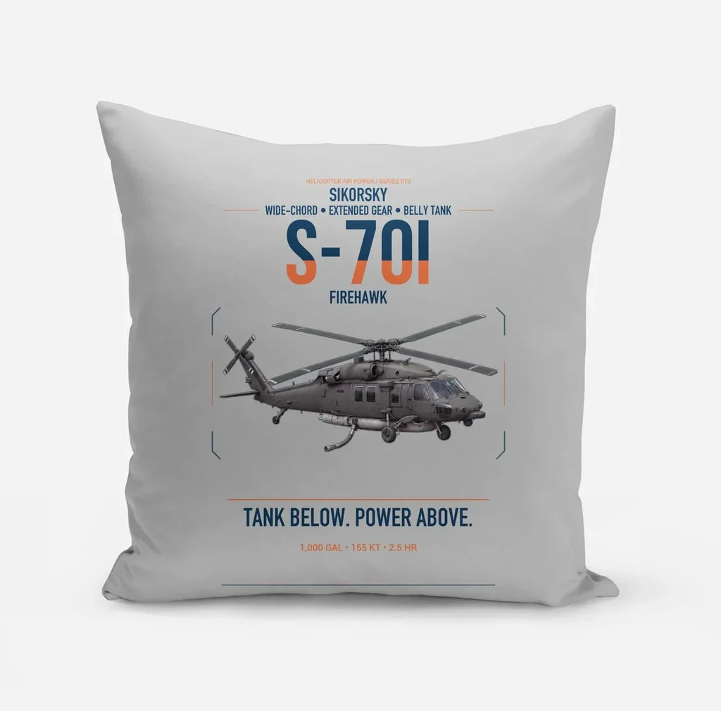 Sikorsky S-70i FIREHAWK design on light gray pillow