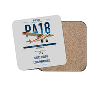 Thumbnail for Piper PA-18 Super Cub design on light gray 1 piece coaster