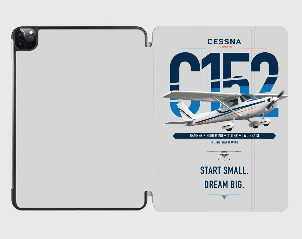 Cessna 152 design on light gray ipad tablet case