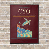 Thumbnail for Vilo Acuña Airport CYO — Cayo Largo del Sur vertical canvas print - framed - dark red background