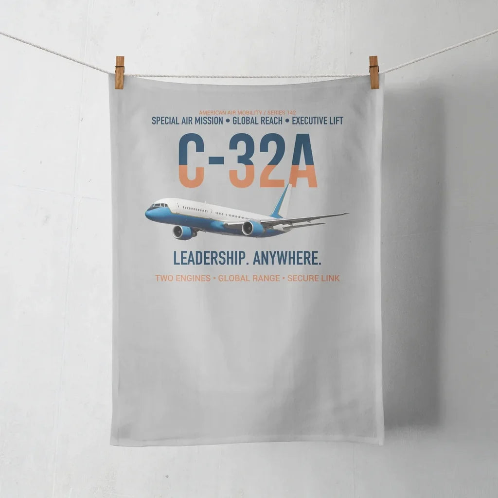 C-32A Air Force Two Global Reach design on light gray towel