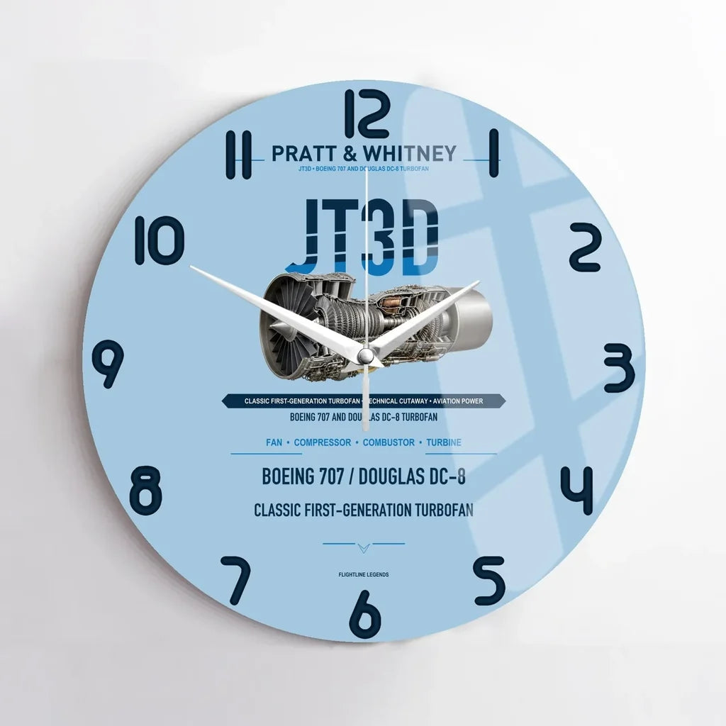 JT3D design on light blue no frame wall clock