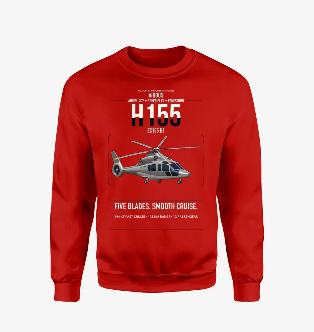 Airbus H155 EC155 B1 design on red sweatshirt