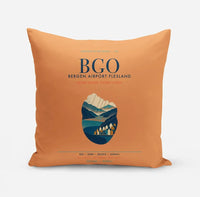 Thumbnail for Bergen Airport Flesland (BGO) design on orange pillow