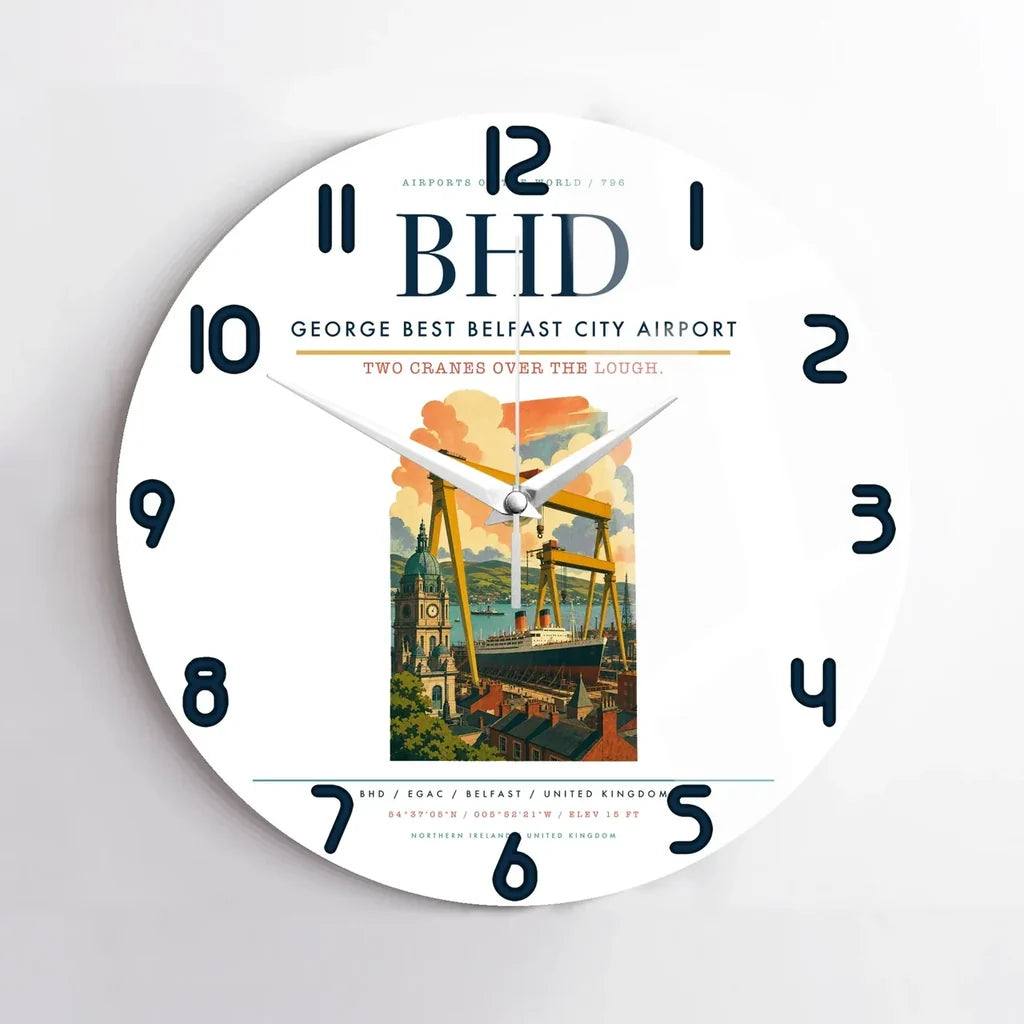 George Best Belfast City Airport BHD Wall-Clock No-Frame - White