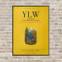 Thumbnail for Kelowna International Airport YLW vertical canvas print - framed - yellow background