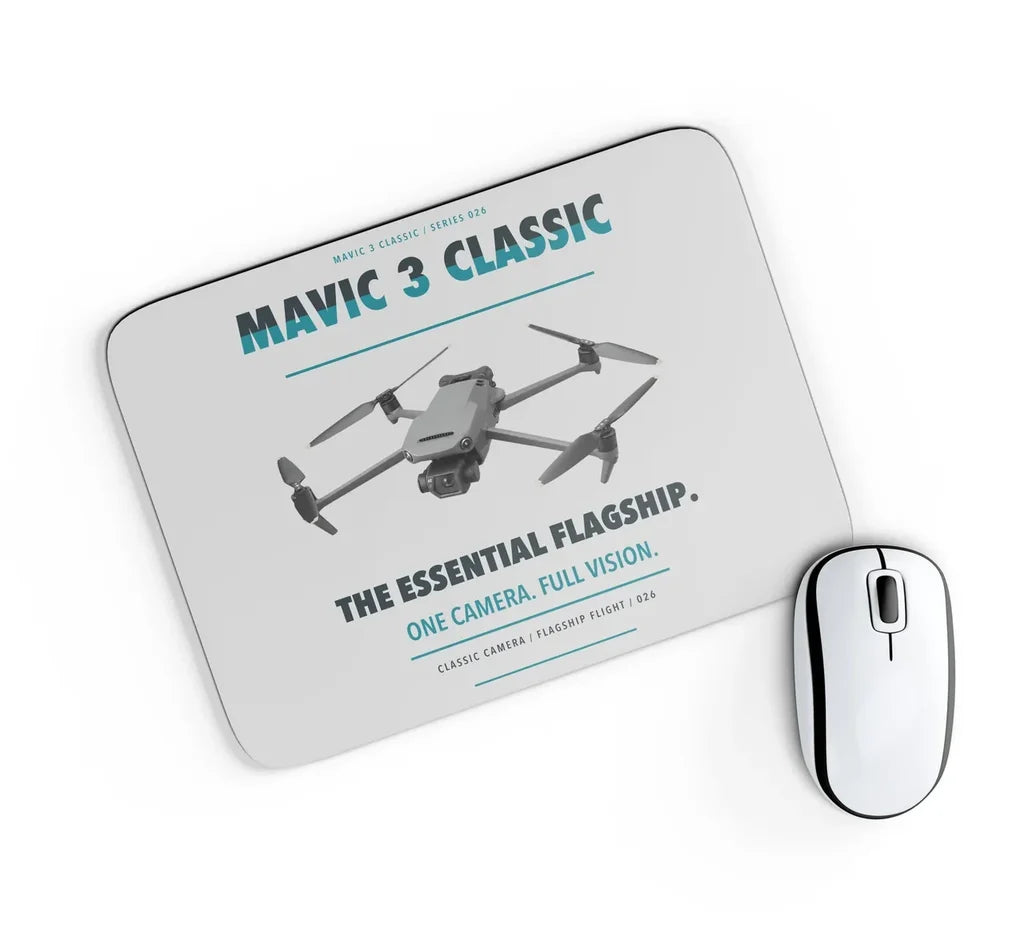 DJI Mavic 3 Classic design on light gray rectangle mouse pad