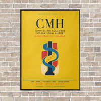 Thumbnail for John Glenn Columbus International Airport CMH vertical canvas print - framed - yellow background