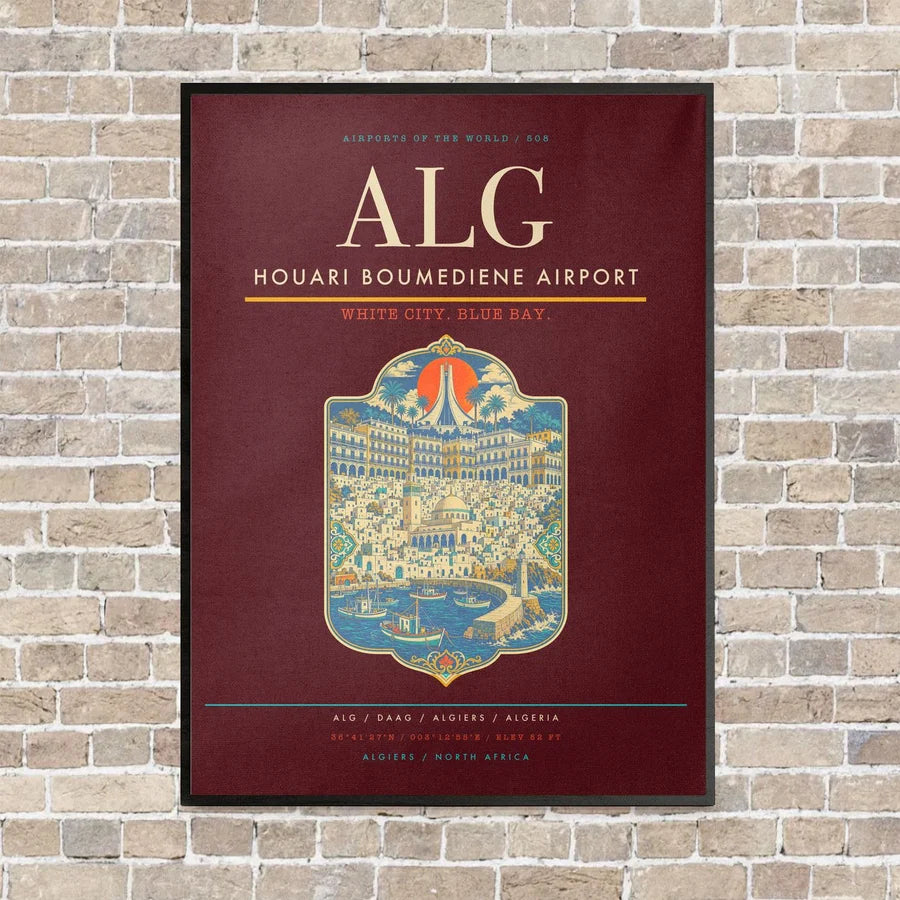 Houari Boumediene Airport ALG - Canvas Framed - Dark Red