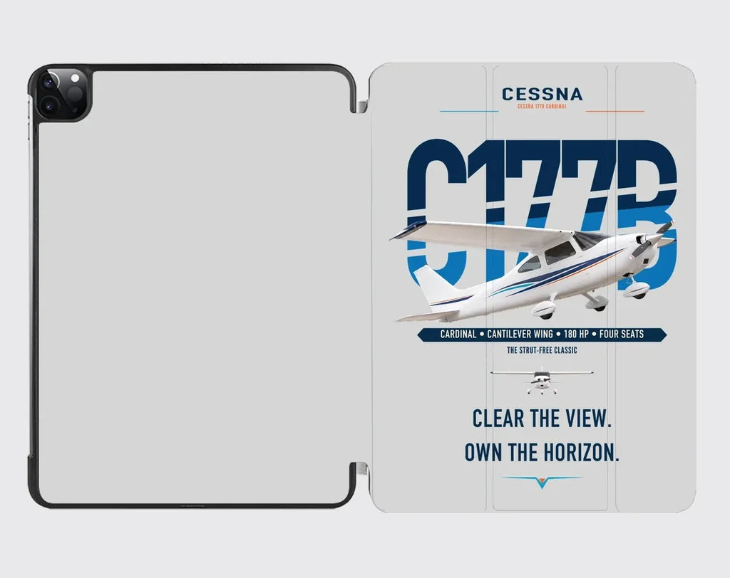 Cessna 177B Cardinal design on light gray ipad tablet case