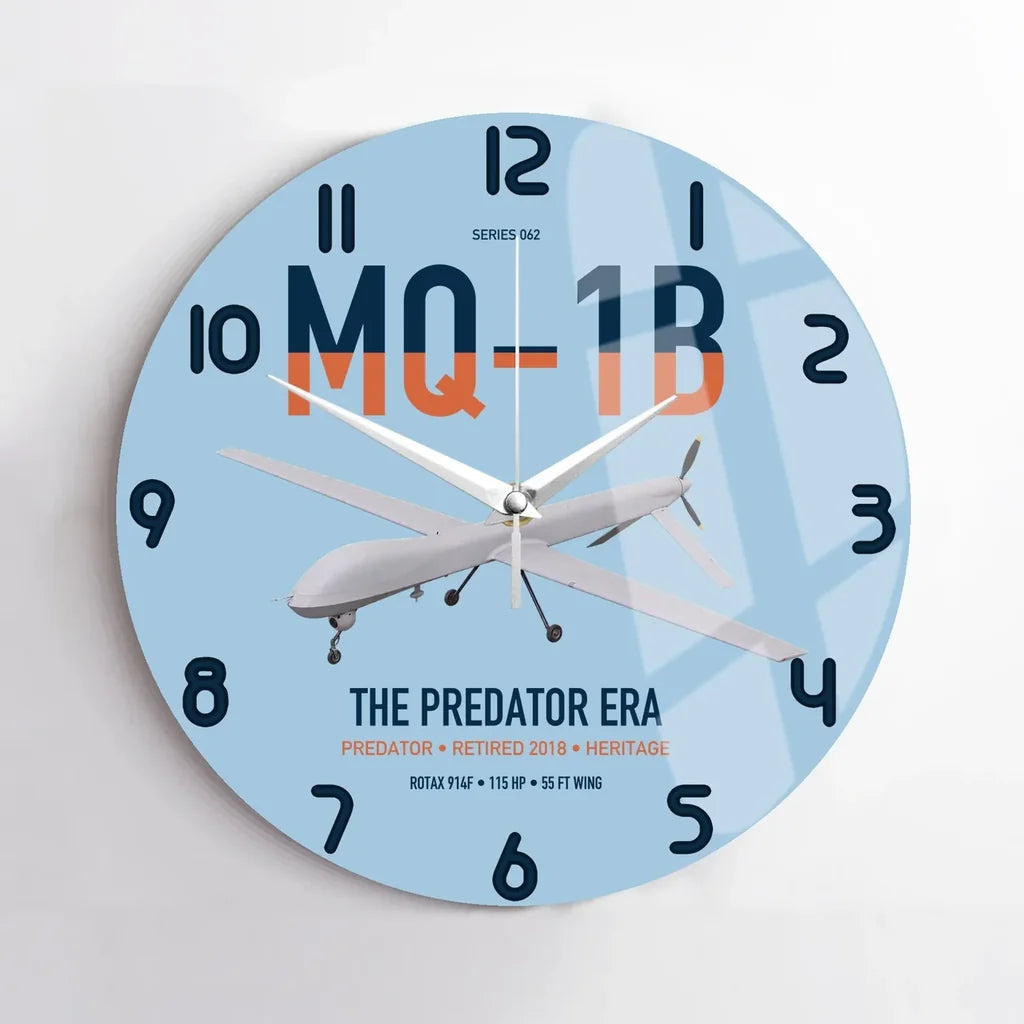 MQ-1B Predator design on light blue no frame wall clock