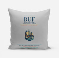 Thumbnail for Buffalo Niagara International Airport (BUF) design on light gray pillow