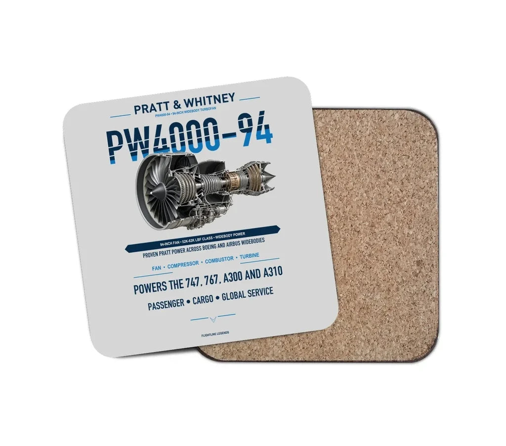 PW4000-94 design on light gray 1 piece coaster