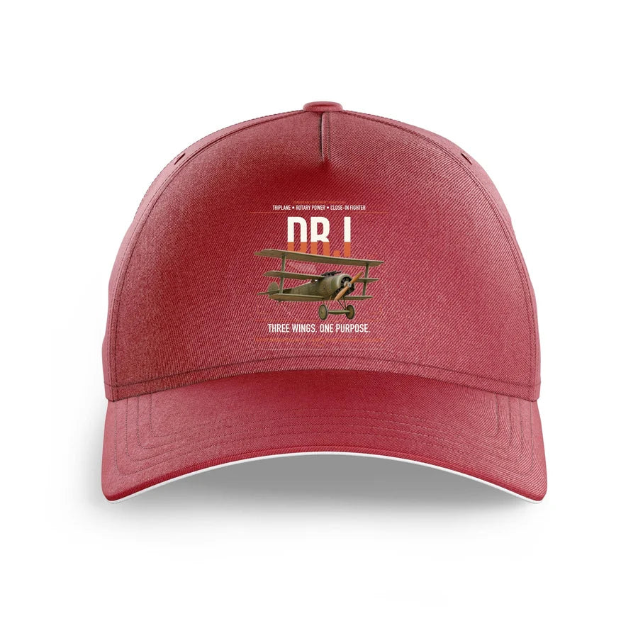 Fokker Dr.I design on dark red printed hat