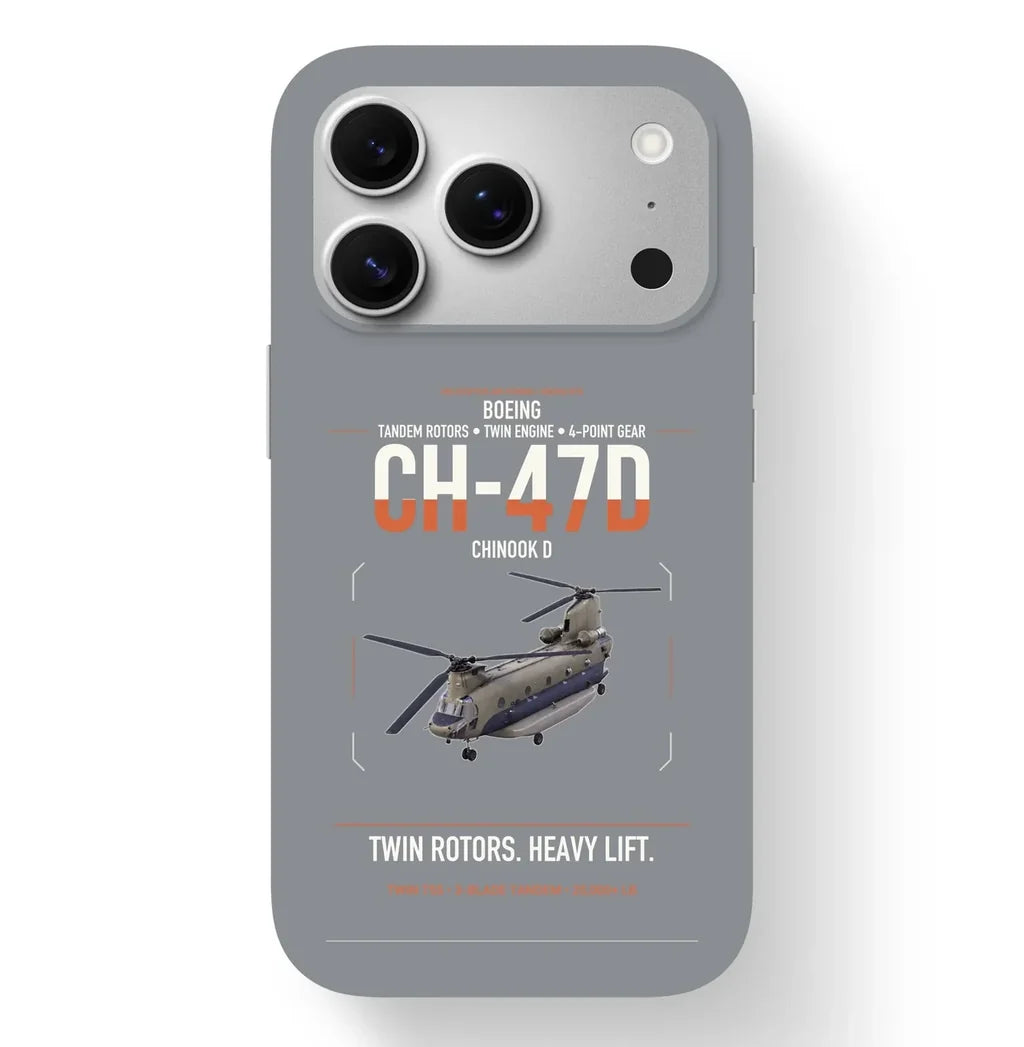 Boeing CH-47D design on gray magsafe iphone case, for iPhone 17 Pro