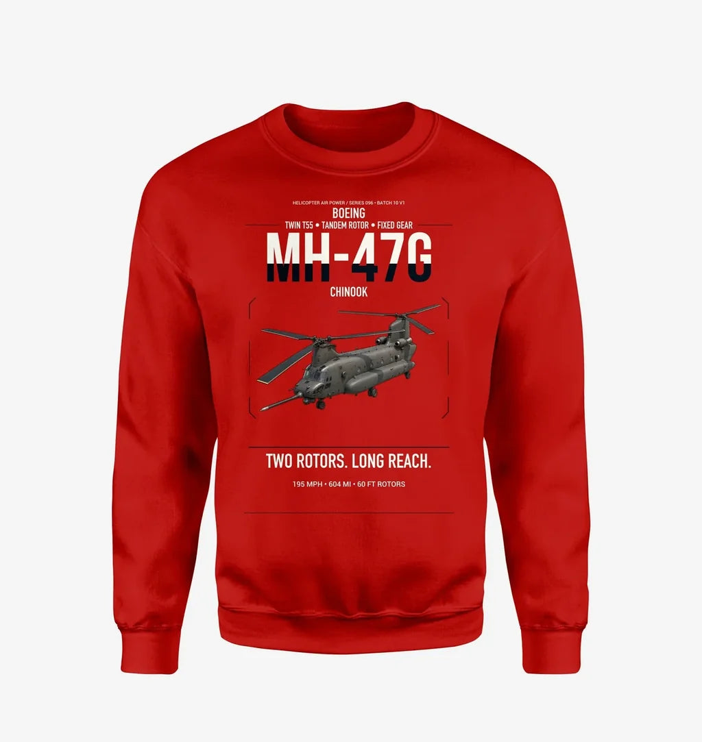 Boeing MH-47G Chinook design on red sweatshirt