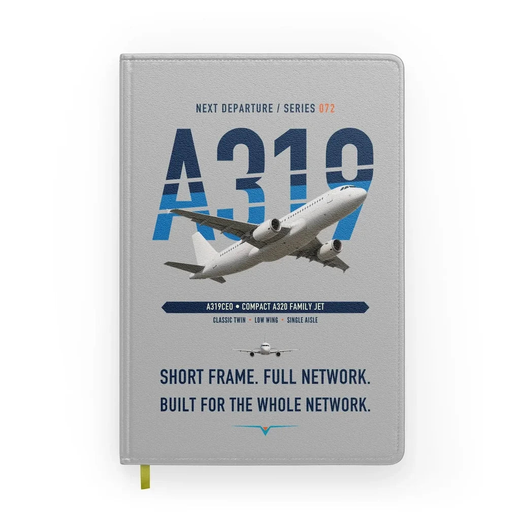 Airbus A319ceo design on light gray notebook