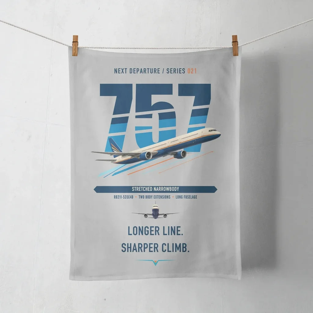 Boeing 757-300 design on light gray towel