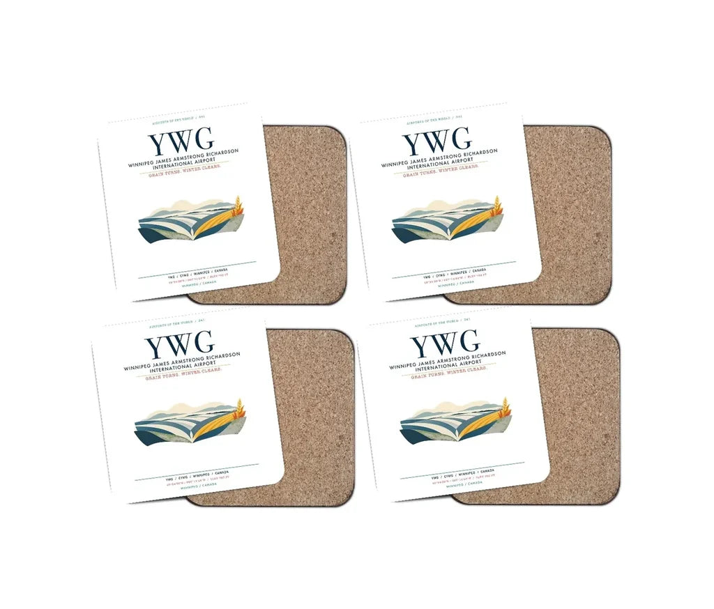 Winnipeg James Armstrong Richardson International Airport (YWG) design on white 4 pieces set coaster
