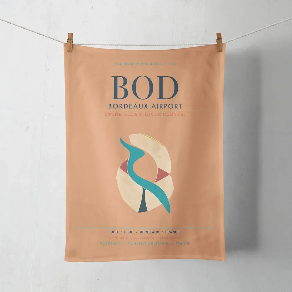 Bordeaux Airport (BOD) design on orange towel