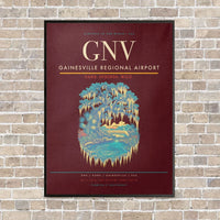 Thumbnail for Gainesville Regional Airport GNV vertical canvas print - framed - dark red background