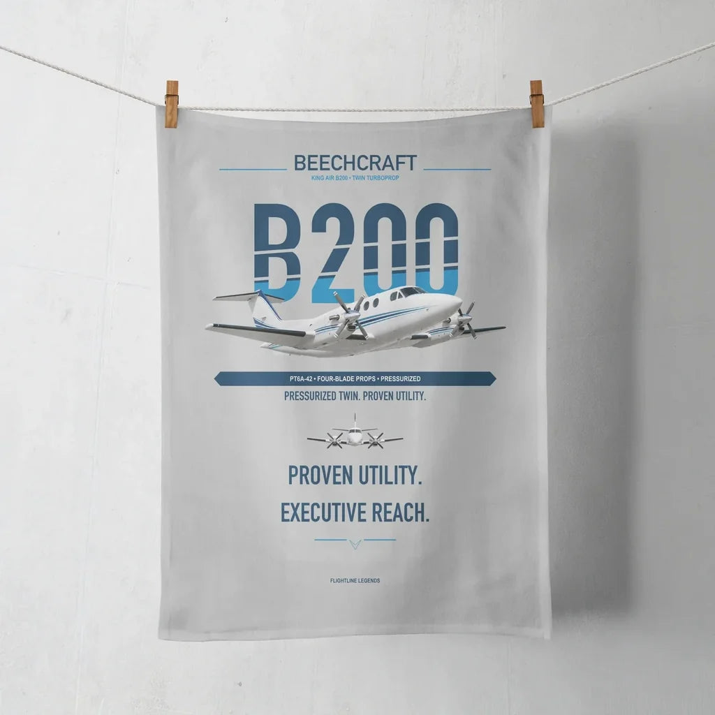 Beechcraft King Air B200 design on light gray towel
