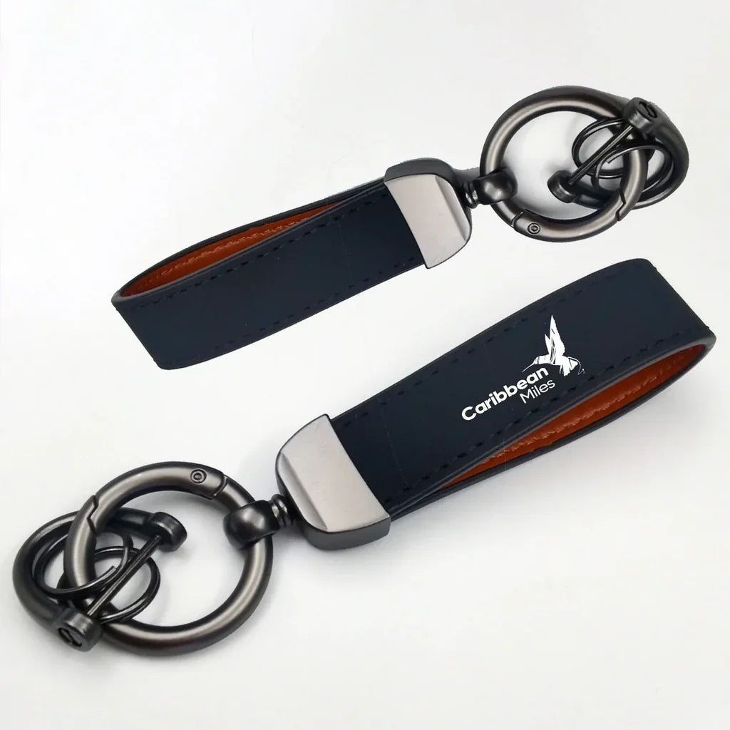 Carbbean Airlines Horseshoe Buckle key chain in navy blue