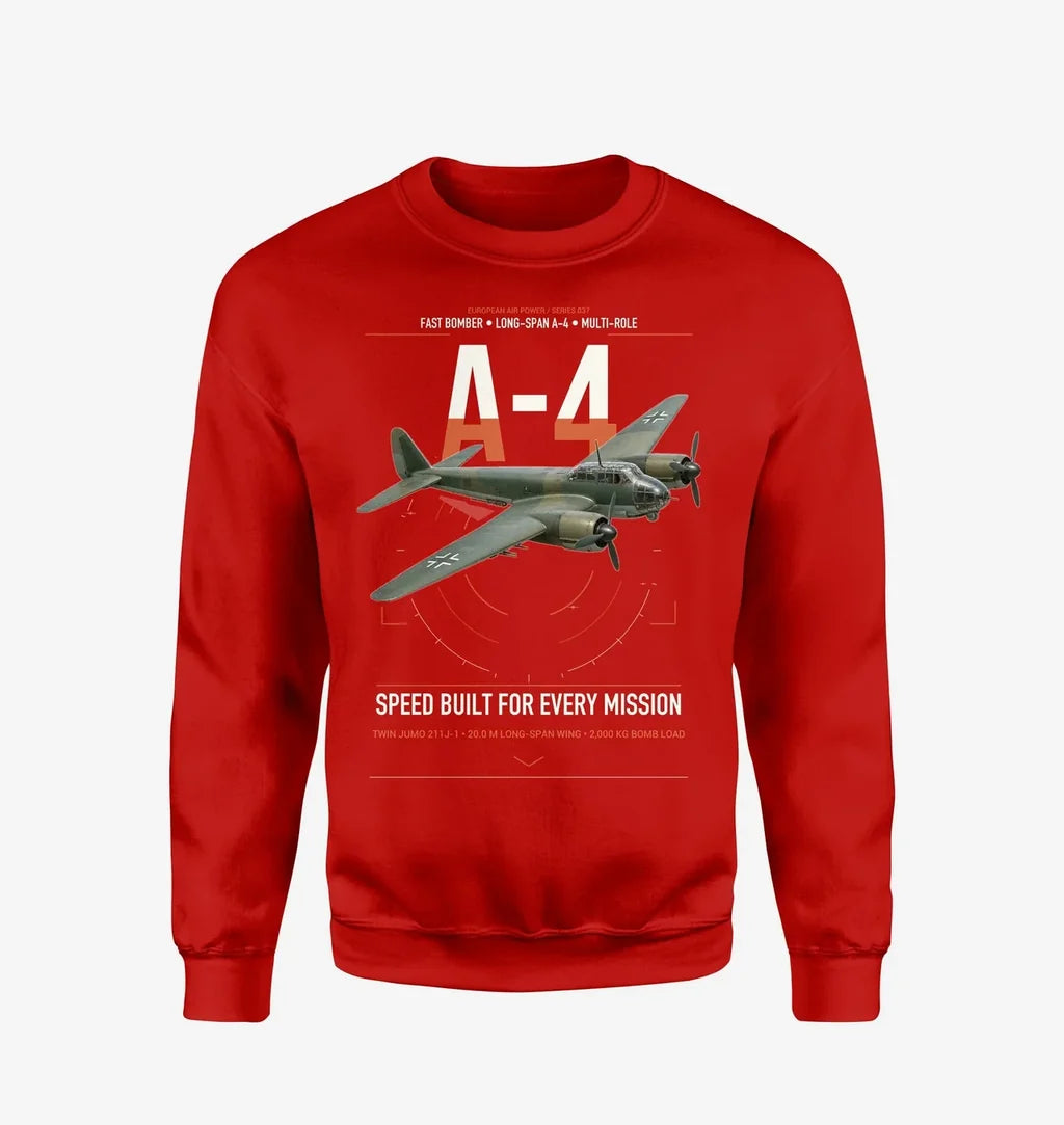 Junkers Ju 88A-4 design on red sweatshirt