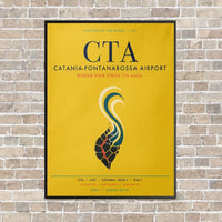 Thumbnail for Catania-Fontanarossa Airport CTA vertical canvas print - framed - yellow background