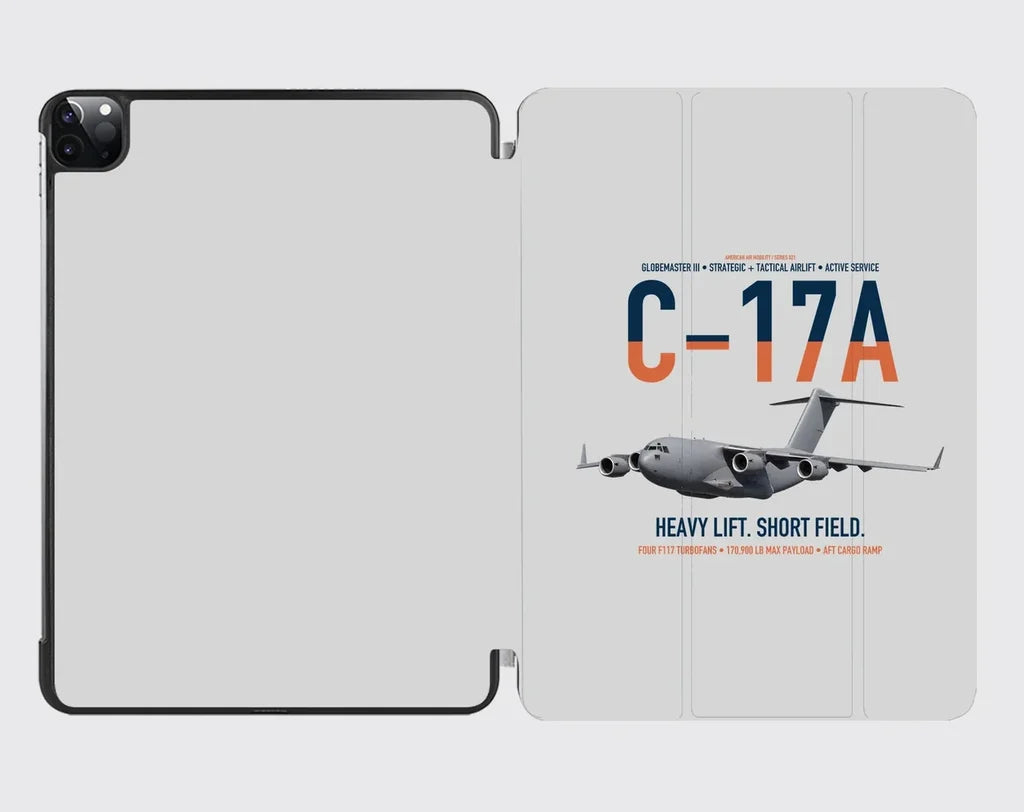 C-17A Globemaster III design on light gray ipad tablet case